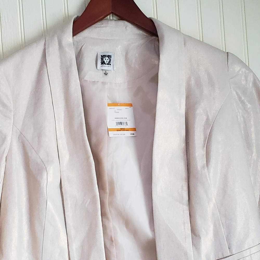 Anne Klein Pale Blush Satin Shawl-Collar Blazer